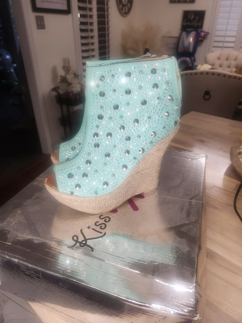 Mint Studded Peep-Toe Booties - Women